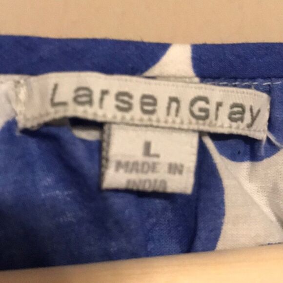 Larsen Gray Blue Polka Dot Blouse - Size Large - Picture 8 of 10